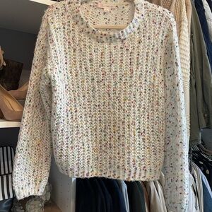 White Chunky Knit Crew Neck Sweater